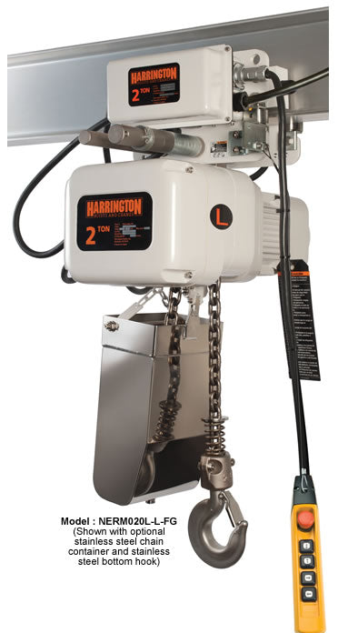 Harrington NER Food Grade Electric Hoists– These Harrington hoists are the economical and practical choice for efficient, trouble-free service. The CF model is a long-lasting construction grade hoist – Now available at MTN Shop US.